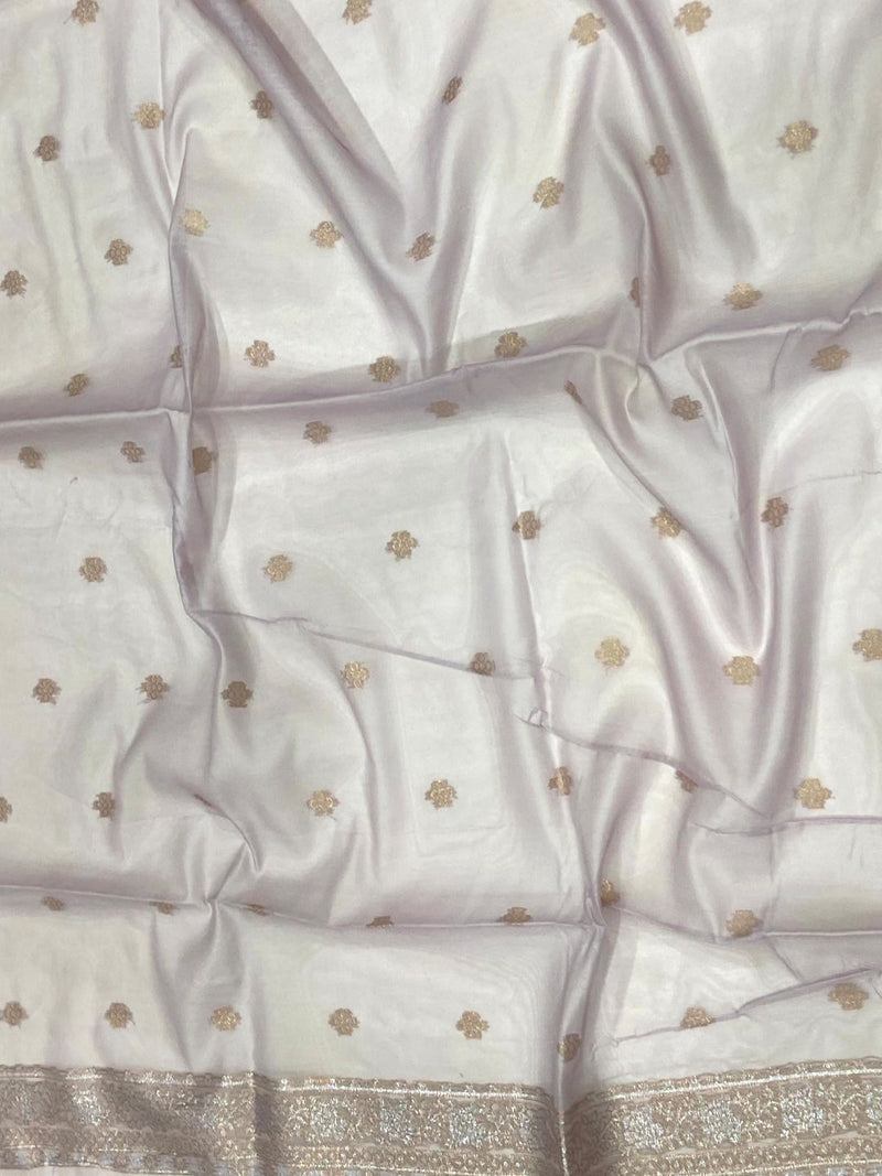 Lavender Lakhnavi Bandla Zari Weaving Saree