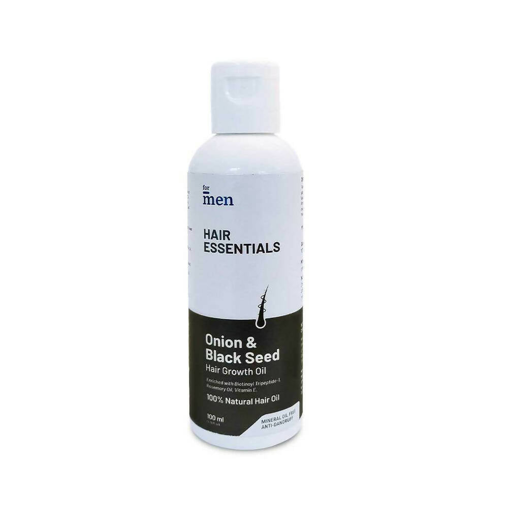 Bottle of hair growth oil for men on a white background