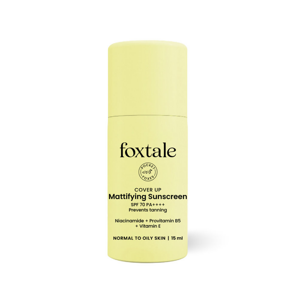 Foxtale mattifying sunscreen bottle on a white background