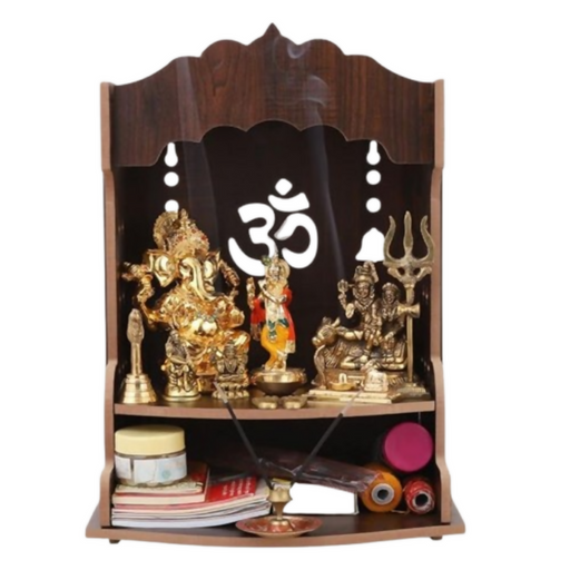 Wallzy Pooja Wooden Mandir for Home Wall Mounted