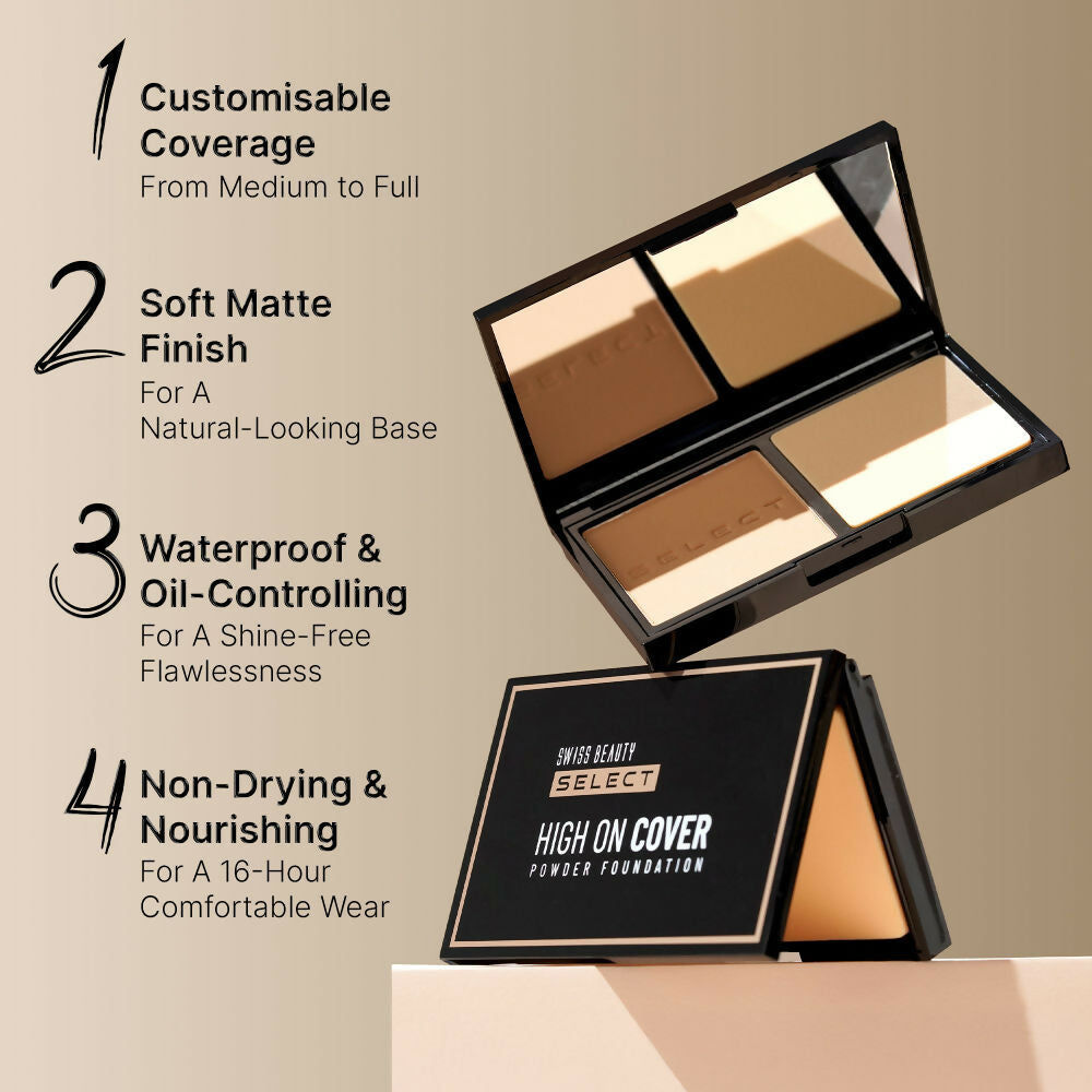 Swiss Beauty Select High On Cover Powder Foundation - 1 True Porcelain