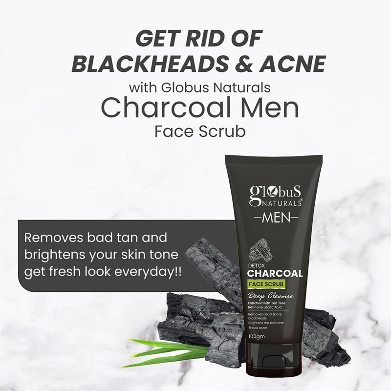 Globus Naturals Anti Pollution & Anti Acne Detox Charcoal Face Scrub for Men