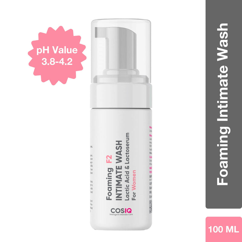 Cos-IQ Foaming F2 Intimate Wash For Women, Hygiene Wash with Lactic Acid & Lactoserum