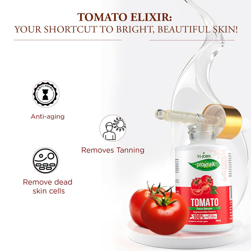 VI-JOHN Prakritik Tomato Face Serum, Moisturizes & Hydrates, Made With 100% Natural Bio Actives