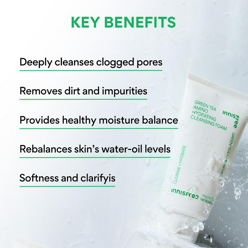 Innisfree Green Tea Amino Acid Foam Cleanser - Hydrating Soft & Rich Cleanser