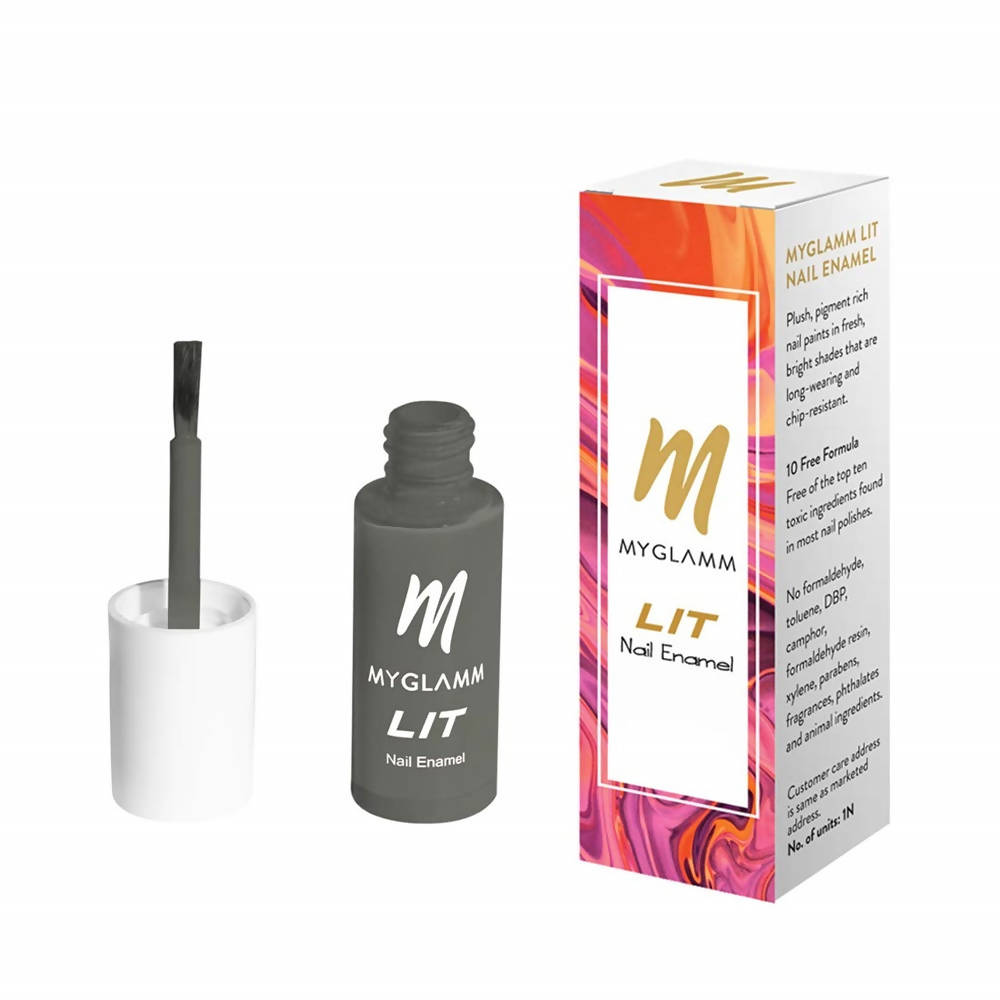 MYGLAMM LIT Nail Polish - Grounded - Chic Smoky Grey Hue (7 Ml)
