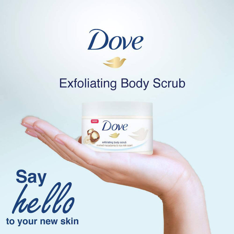 Dove Crushed Macadamia & Rice Milk Moderate Exfoliating Body Scrubating Body Polish Scrub