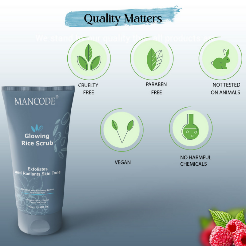 Mancode Glowing Rice Face Scrub For Exfoliates And Radiants Skin Tone