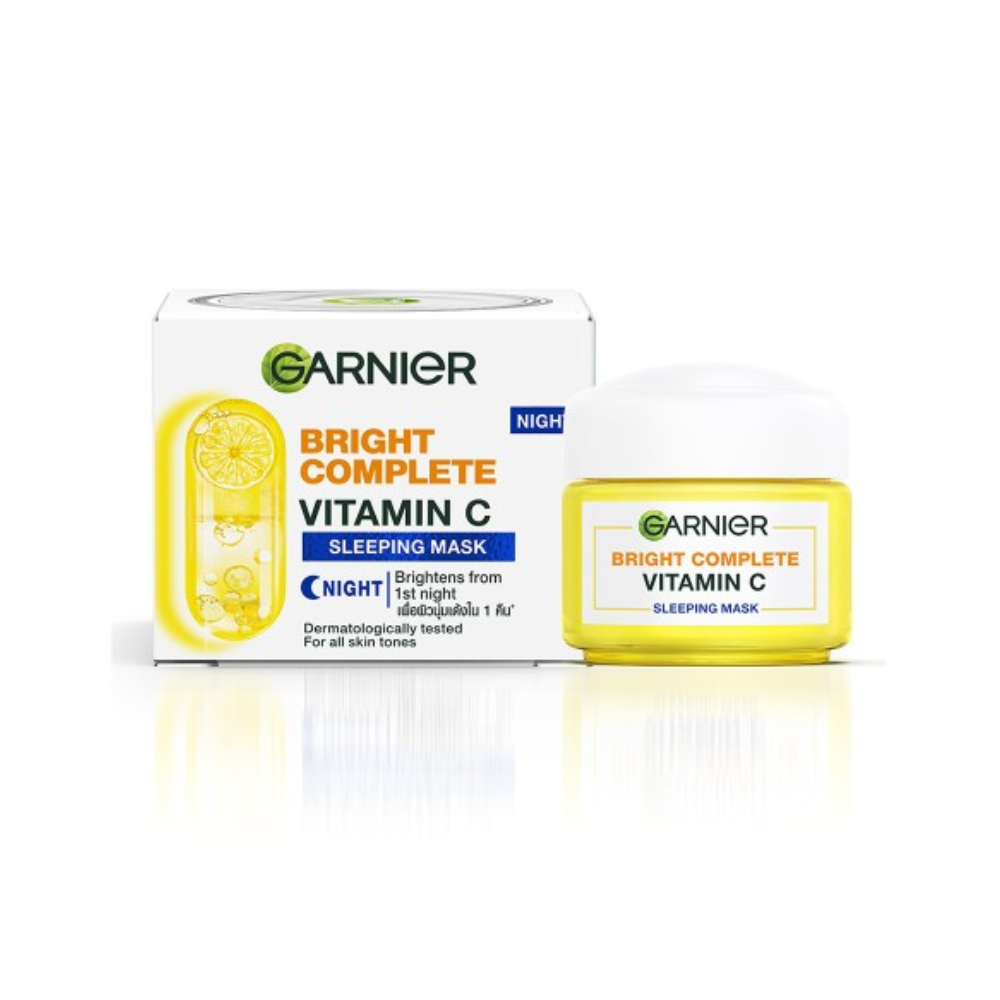 Garnier Bright Complete Vitamin C sleeping mask packaging on a white background