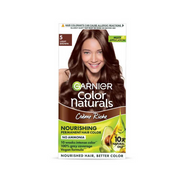 Garnier Color Naturals hair color packaging with a model displaying light brown hair on a white background.