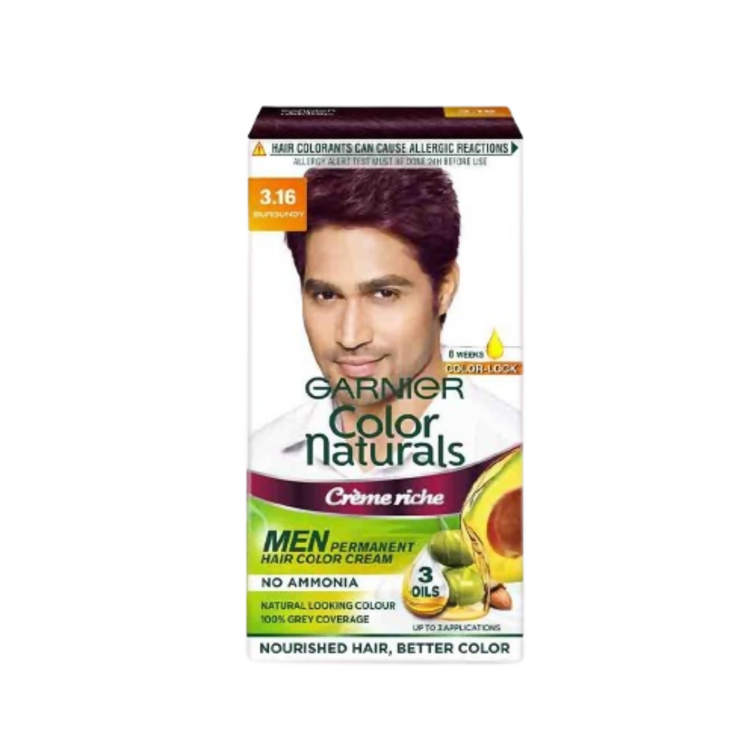 Garnier Color Naturals hair color packaging with a man's face on the box.