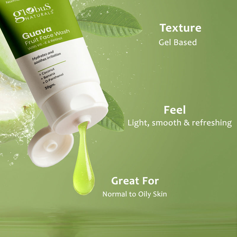 Globus Naturals Guava Fruit Face Wash with Vitamin E & Retinol