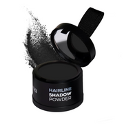 Black hairline shadow powder with open container on a white background