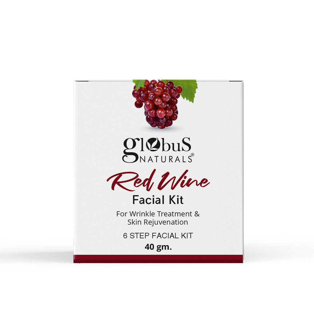 Globus Naturals Red Wine Facial Kit packaging on a white background