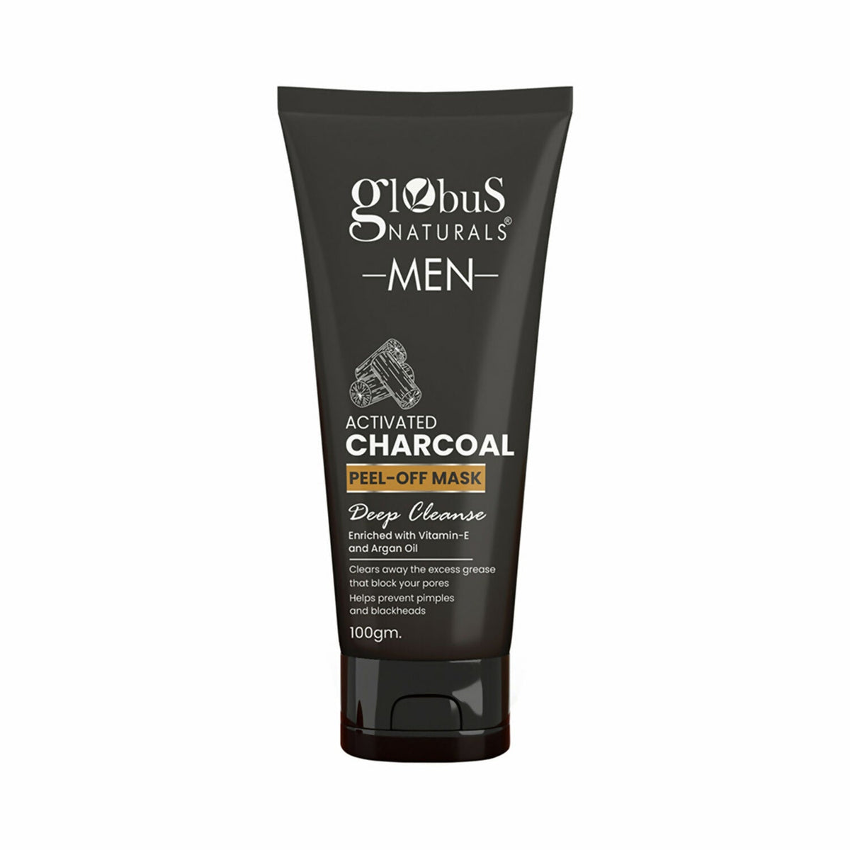 Globus Naturals Men's Activated Charcoal Peel-Off Mask on a white background