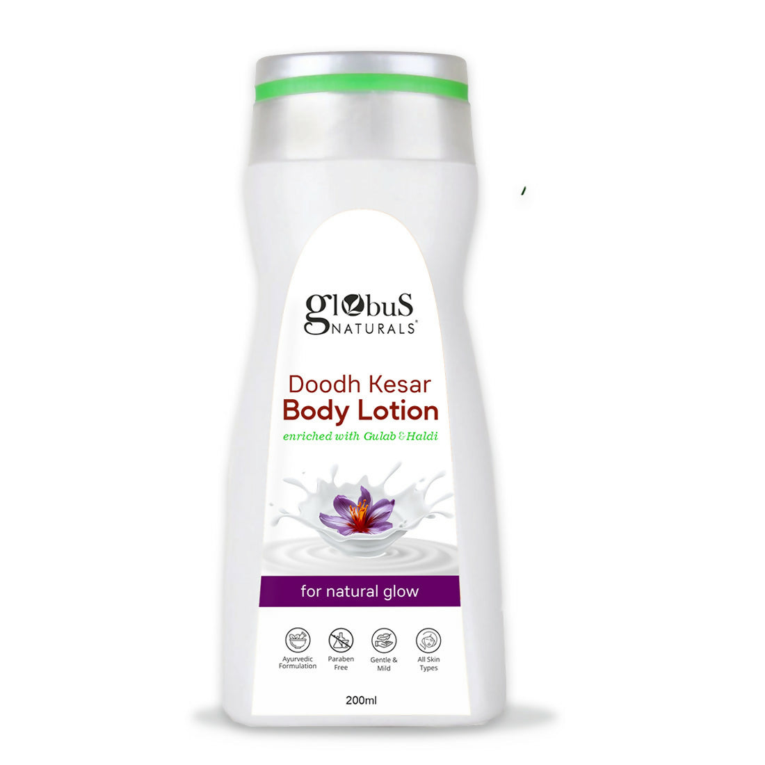 Globus Naturals Doodh Kesar Body Lotion bottle on a white background