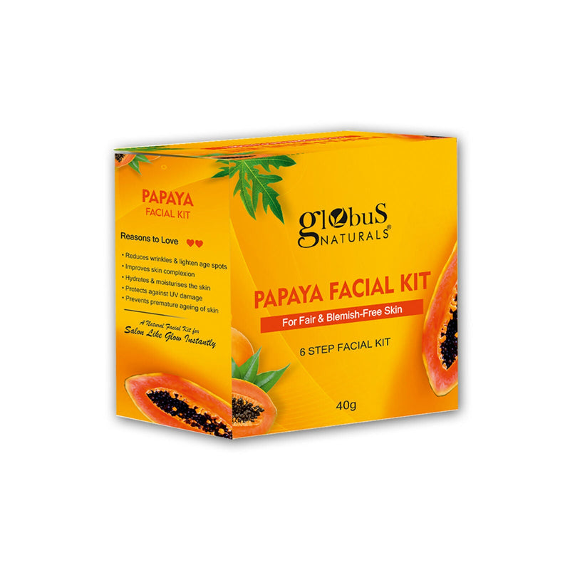 Globus Naturals Papaya Facial Kit packaging on a white background