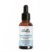 Globus Remedies Niacinamide dark spots removal face serum bottle on a white background