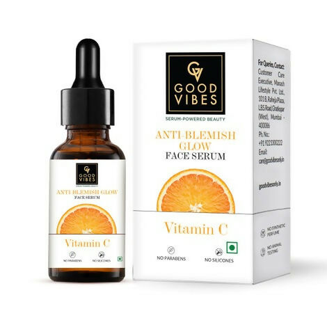 Good Vibes Vitamin C face serum bottle and packaging on a white background
