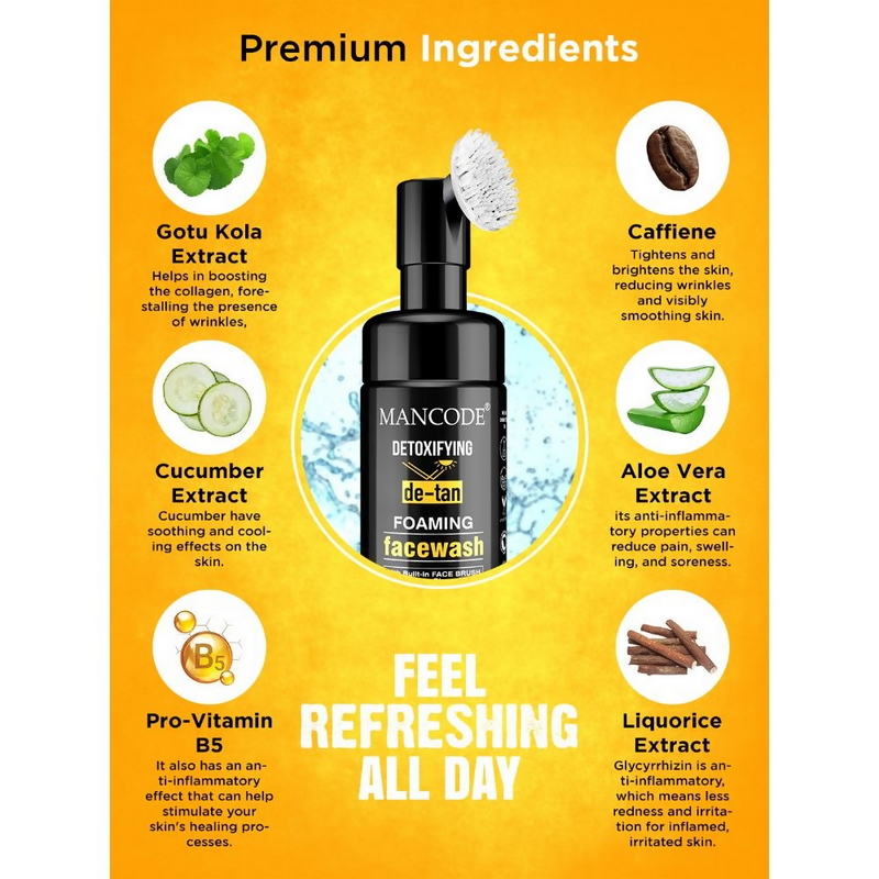 Mancode Detoxifying De Tan Foaming Face Wash