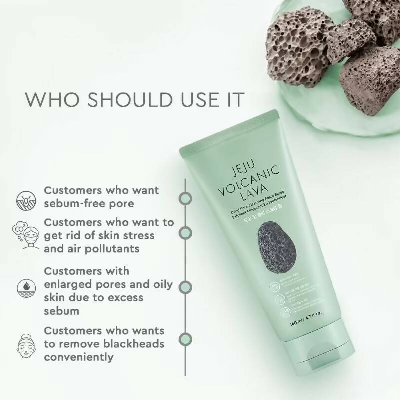 The Face Shop Jeju Volcanic Lava Scrub Foam - Korean Skincare