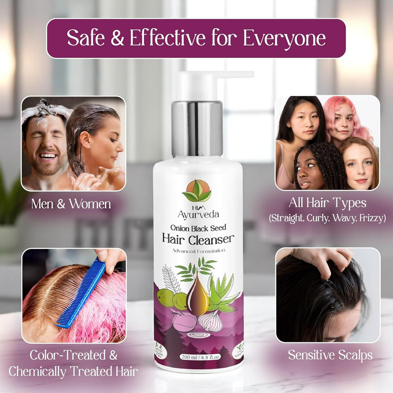 Him Ayurveda Onion Black Seed Hair Cleanser Sulphate & Paraben-Free Shampoo