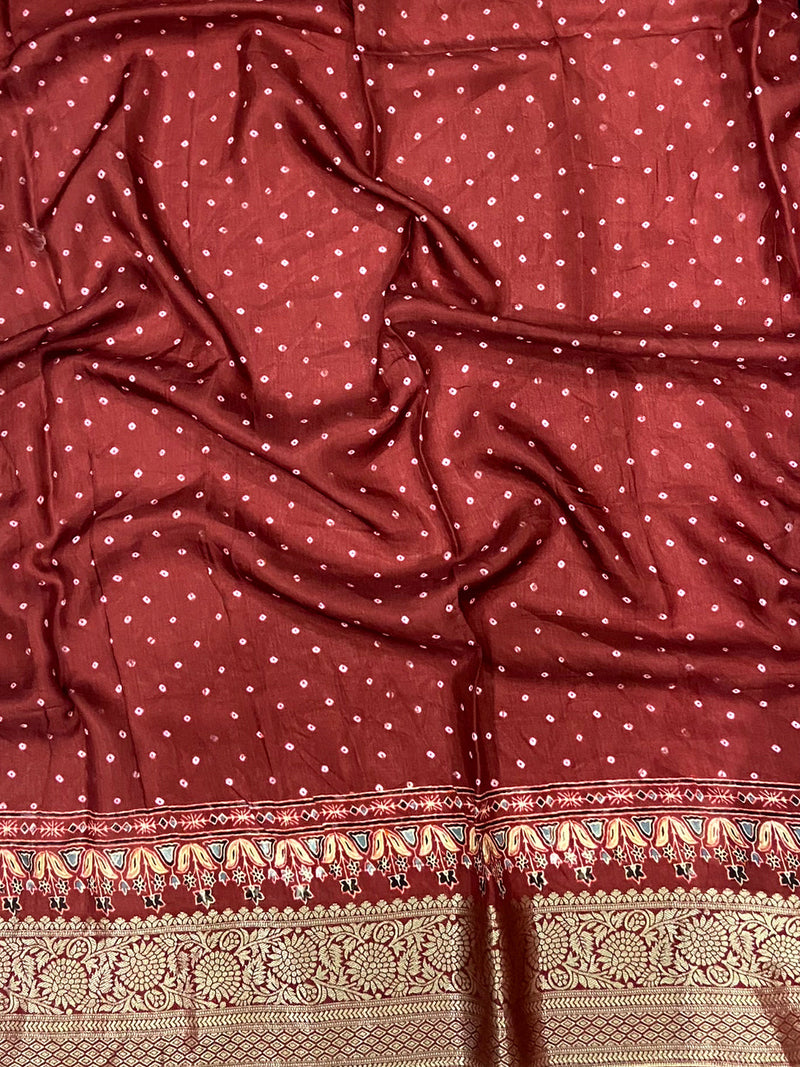 Blue Graceful Bandhej Silk Saree