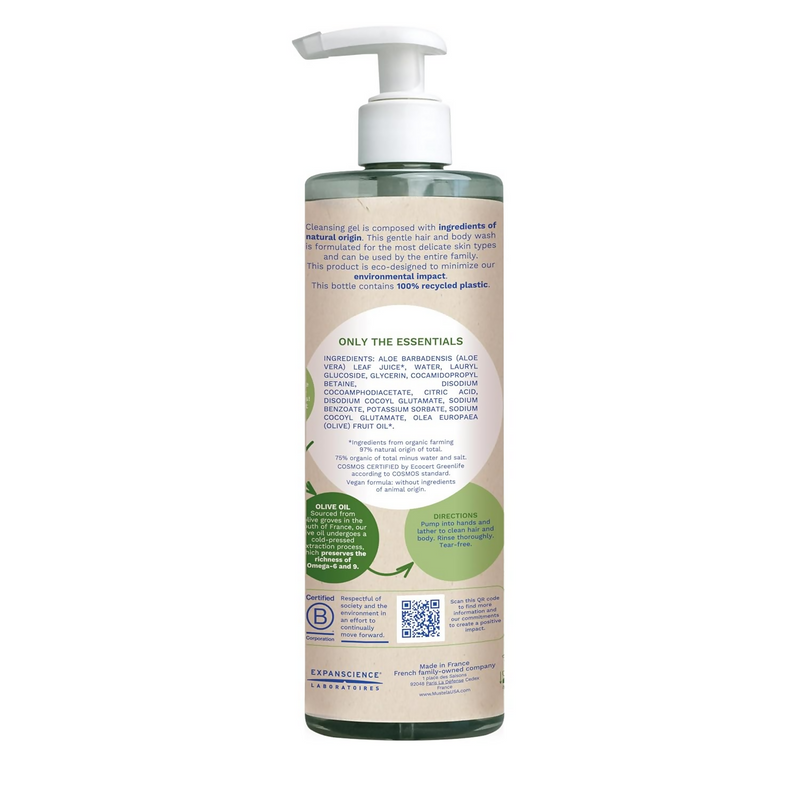 Mustela Certified Organic Cleansing Gel For Hair & Body Wash With Olive Oil & Aloe Vera