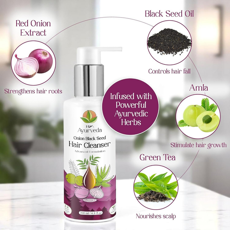 Him Ayurveda Onion Black Seed Hair Cleanser Sulphate & Paraben-Free Shampoo