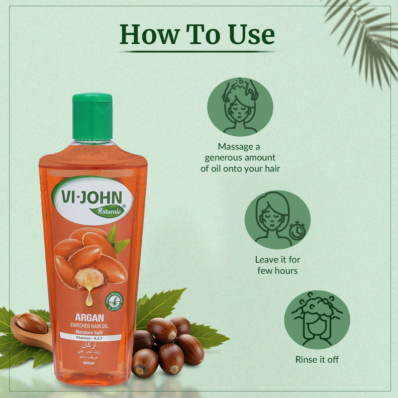 VI-JOHN Naturale Argan Enriched Hair Oil Moisture & Soft with Vitamin A.E & F