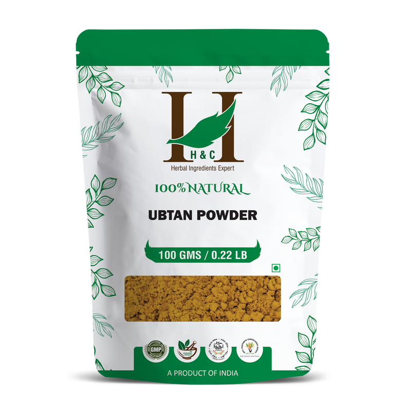 Packaging of Ubtan Powder with H&C logo on a white background