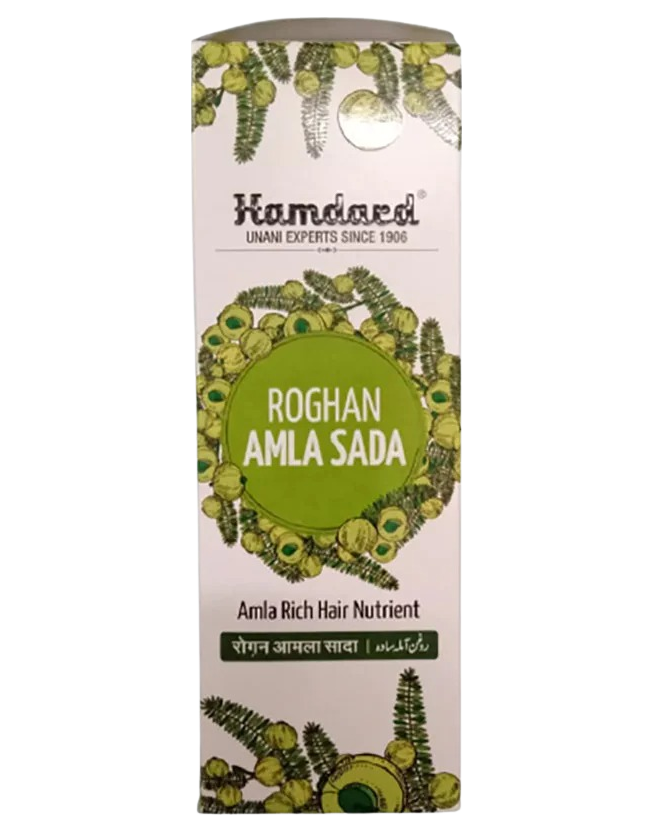 Kamdaad Roghan Amla Sada hair nutrient packaging on a white background