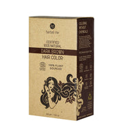 Box of herbal me dark brown hair color on a white background
