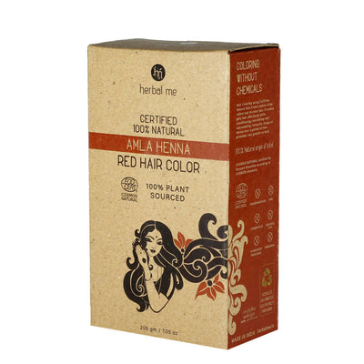 Box of Herbal Me Amla Henna Red Hair Color on a white background