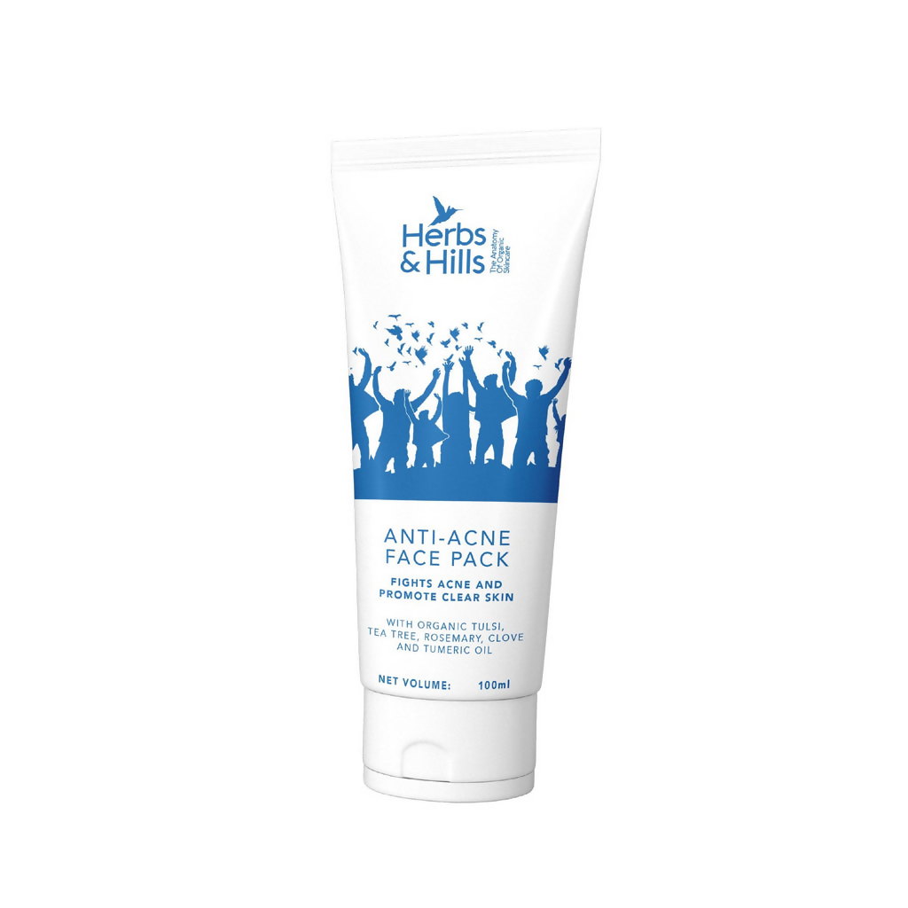 Herbs & Hills anti-acne face pack tube on a white background