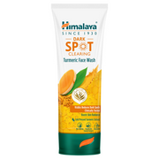 A tube of Himalaya Herbals Dark Spot Clearing Turmeric Face Wash with an illustration of turmeric root and leaves on the packaging.