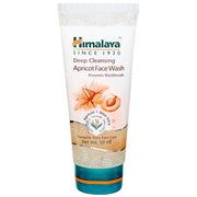 A tube of Himalaya Herbals Deep Cleansing Apricot Face Wash with an image of apricot and floral elements on the packaging.