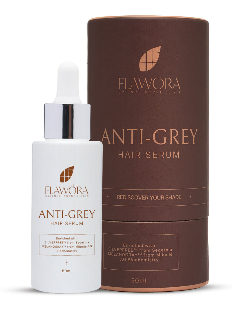 Flawora Anti-Grey Hair Serum For Reversing Grey Hair & D-Tan Lotion For Pigmentation Tan Removal 
