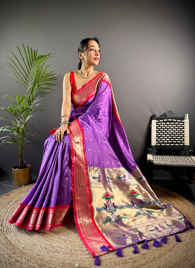 Soft Yeola Paithani Saree with Zari Weaving - Luxe