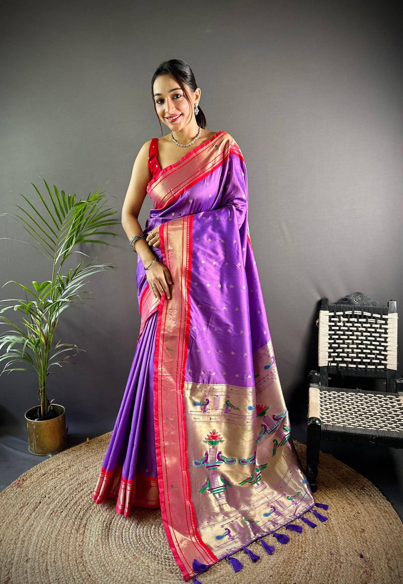Soft Yeola Paithani Saree with Zari Weaving - Luxe