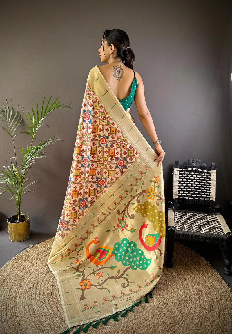 Patola Print Soft Paithani Silk Saree