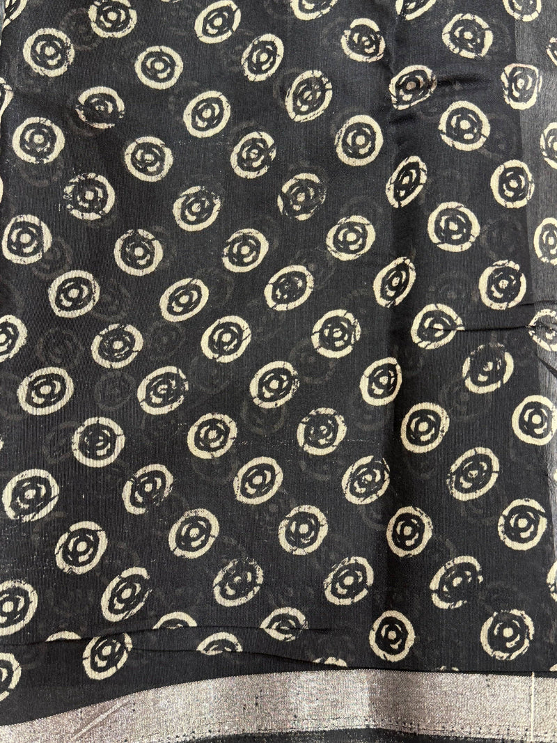 Red Ikkat Ajrakh Print Viscose Saree