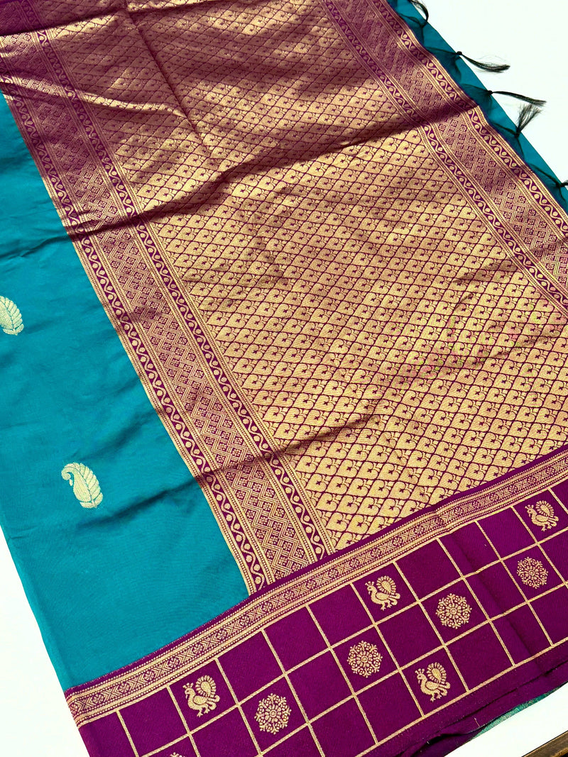 Peacock Aura Banarasi Katan Silk Saree