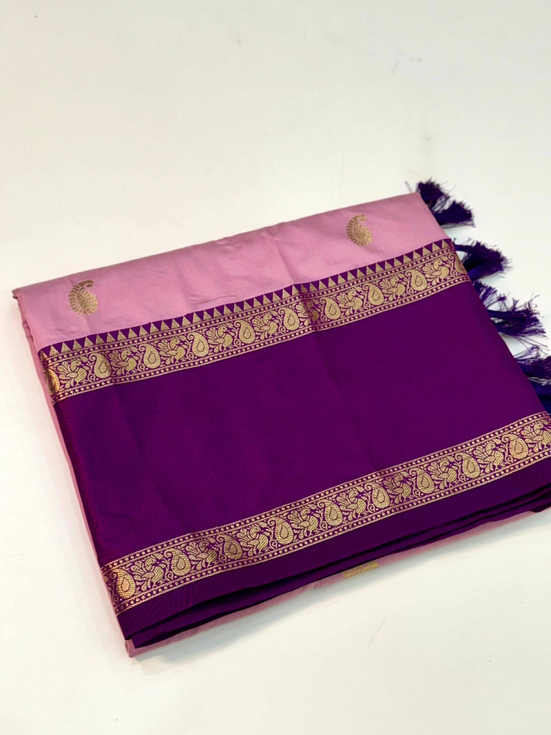 Pink Gadhwal Pure Soft Silk Saree