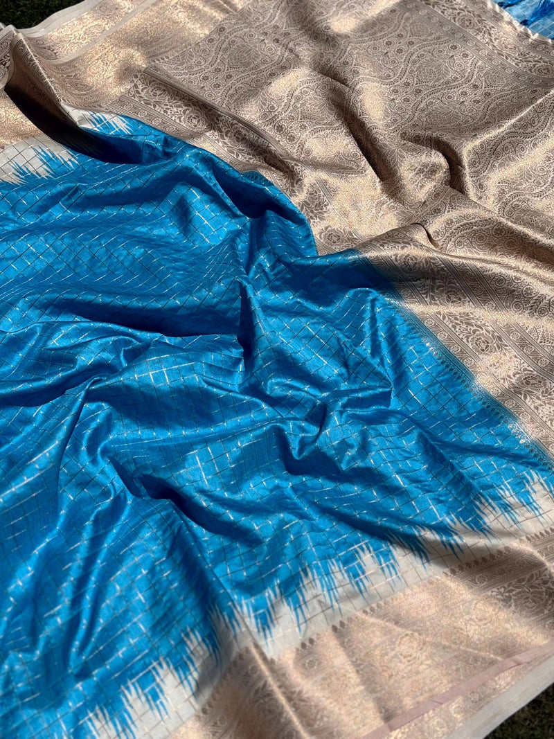 Sky Blue Banarasi Silk Gadwal Pattu Saree