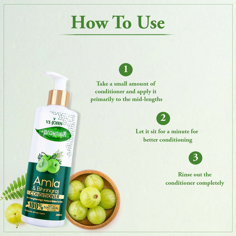 VI-JOHN Prakritik Amla & Bhringraj Conditioner, Vitamin C for deep-rooted care,100% Bio Actives