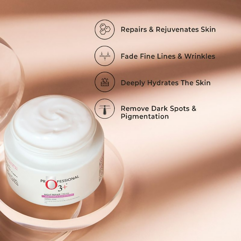 Professional O3+ Night Repair Cream Moisturiser For Brightening & Glow Boosting