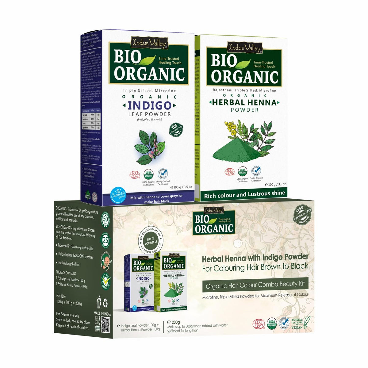 Three boxes of Bio Organic products on a white background
