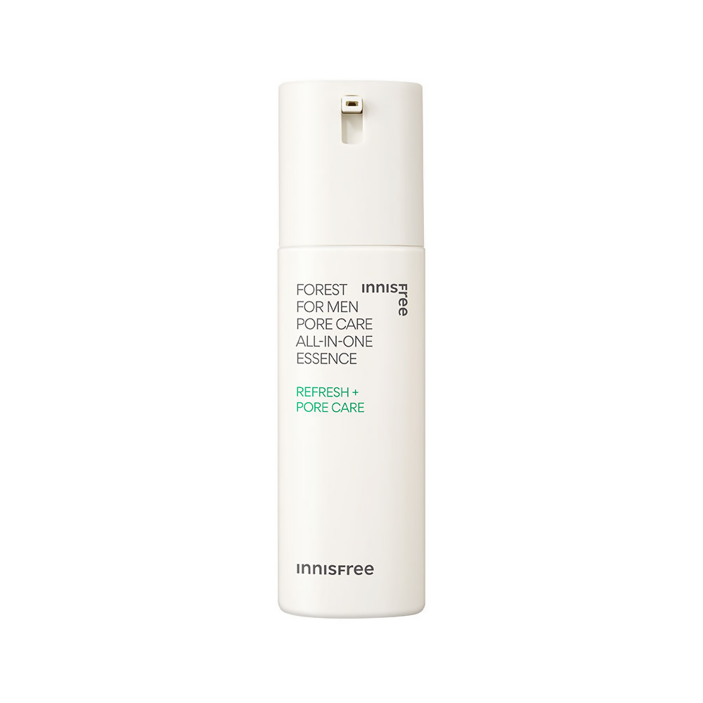 Innisfree Forest for Men Pore Care All-in-One Essence bottle on a white background