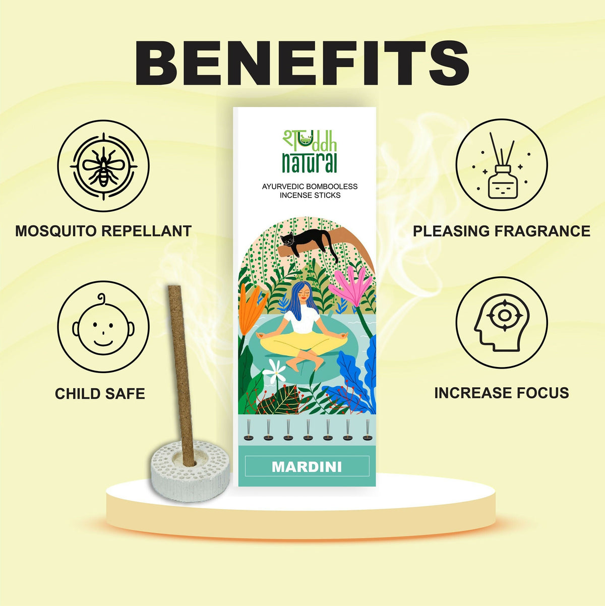 Shuddh Natural Lemongrass & Eucalyptus Bambooless Incense Sticks